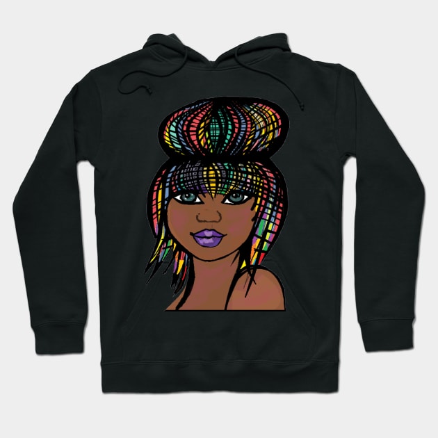 Natural Hair for Black Women Bun Art 1 Hoodie by curlygirztees1